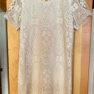 Lace Overlay Cream Dress